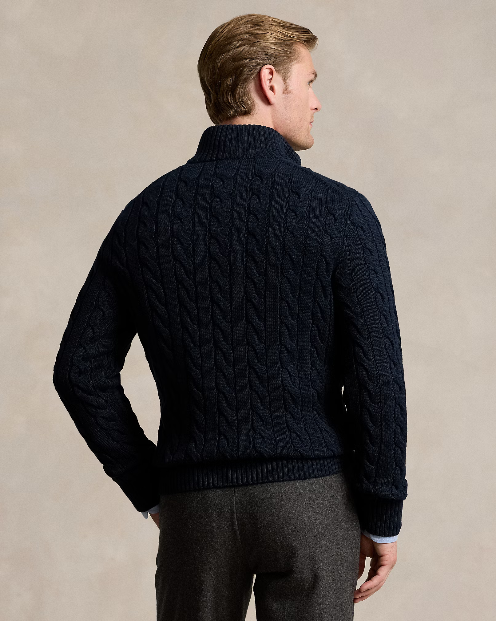 Cotton Cable-Knit Quarter-Zip Jumper