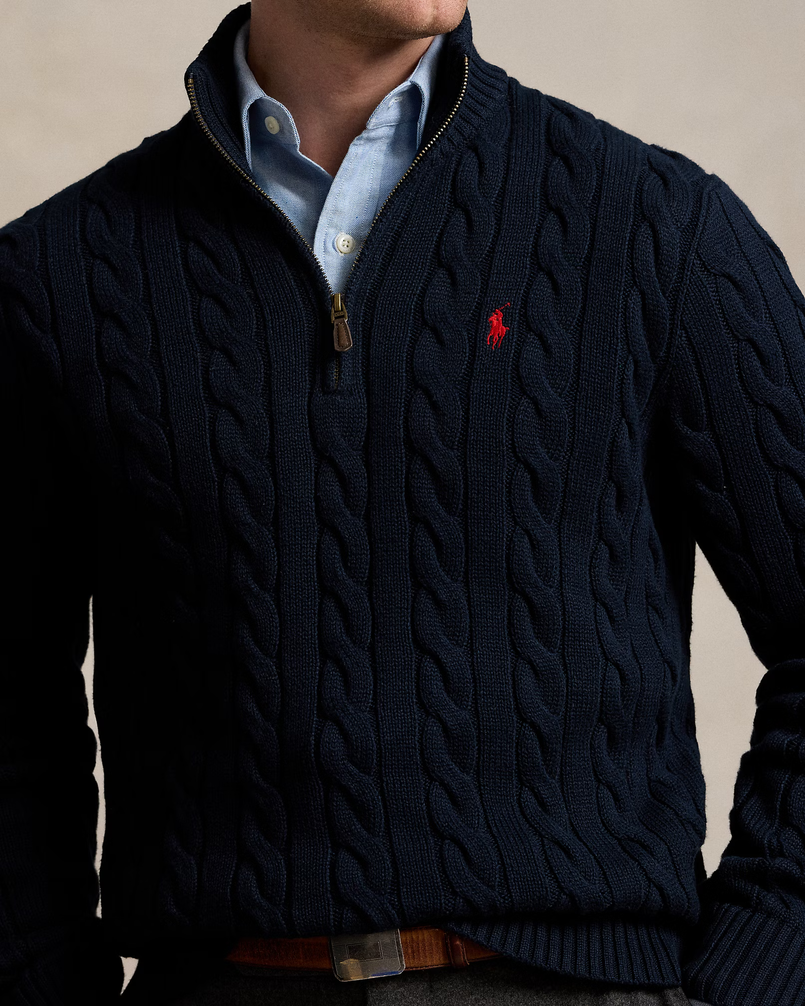 Cotton Cable-Knit Quarter-Zip Jumper