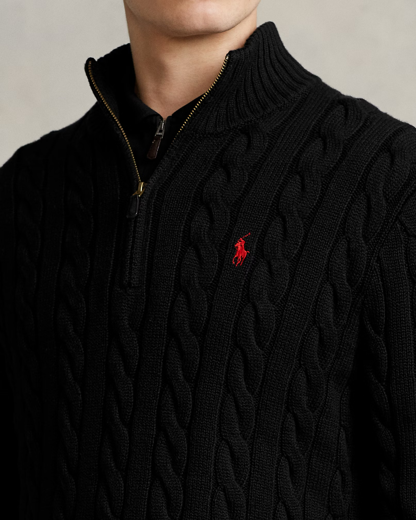 Cotton Cable-Knit Quarter-Zip Jumper